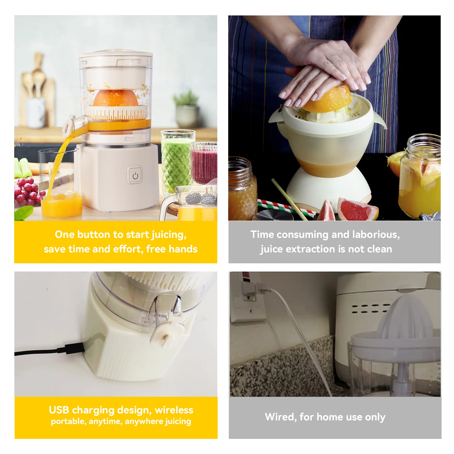 Private Label Custom Small Rechargeable Citrus Juicer with Usb Charging
