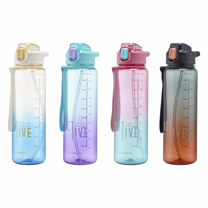 Yiben 1.1L Fashion Changing Color Outdoor Portable Plastic Bpa Free Water Bottle with Straw