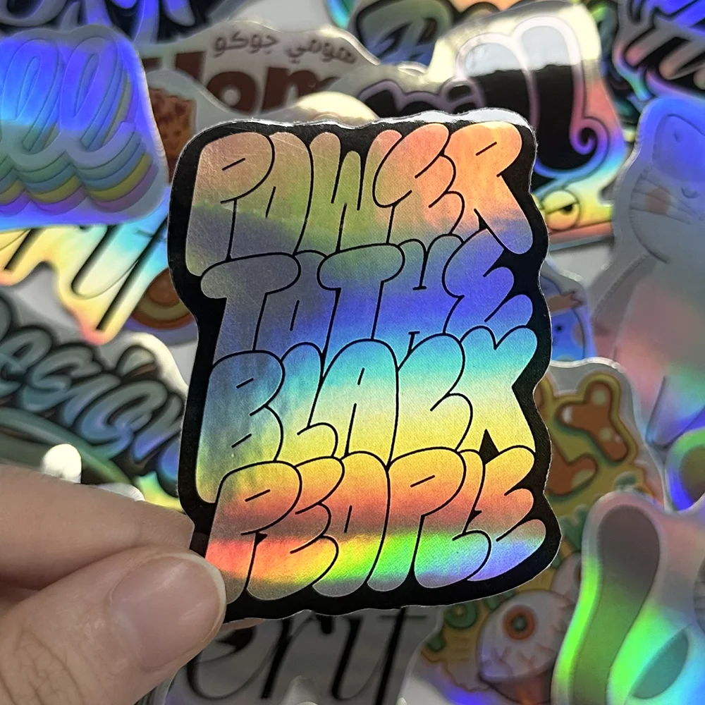 Personalized uv waterproof self adhesive holographic laber brand logos pvc  vinyl kiss cut cartoon sticker sheet custom| alibaba.com