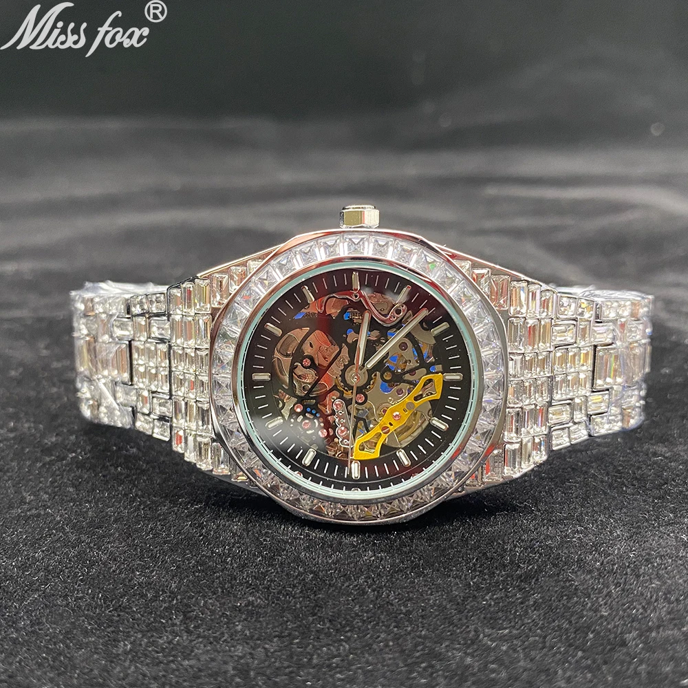 New Luxury MISS FOX Brand Gold Hollow Automatic Mechanical Watches Men Iced  Out Moissanite Fashion Watch Waterproof Clock| Alibaba.com