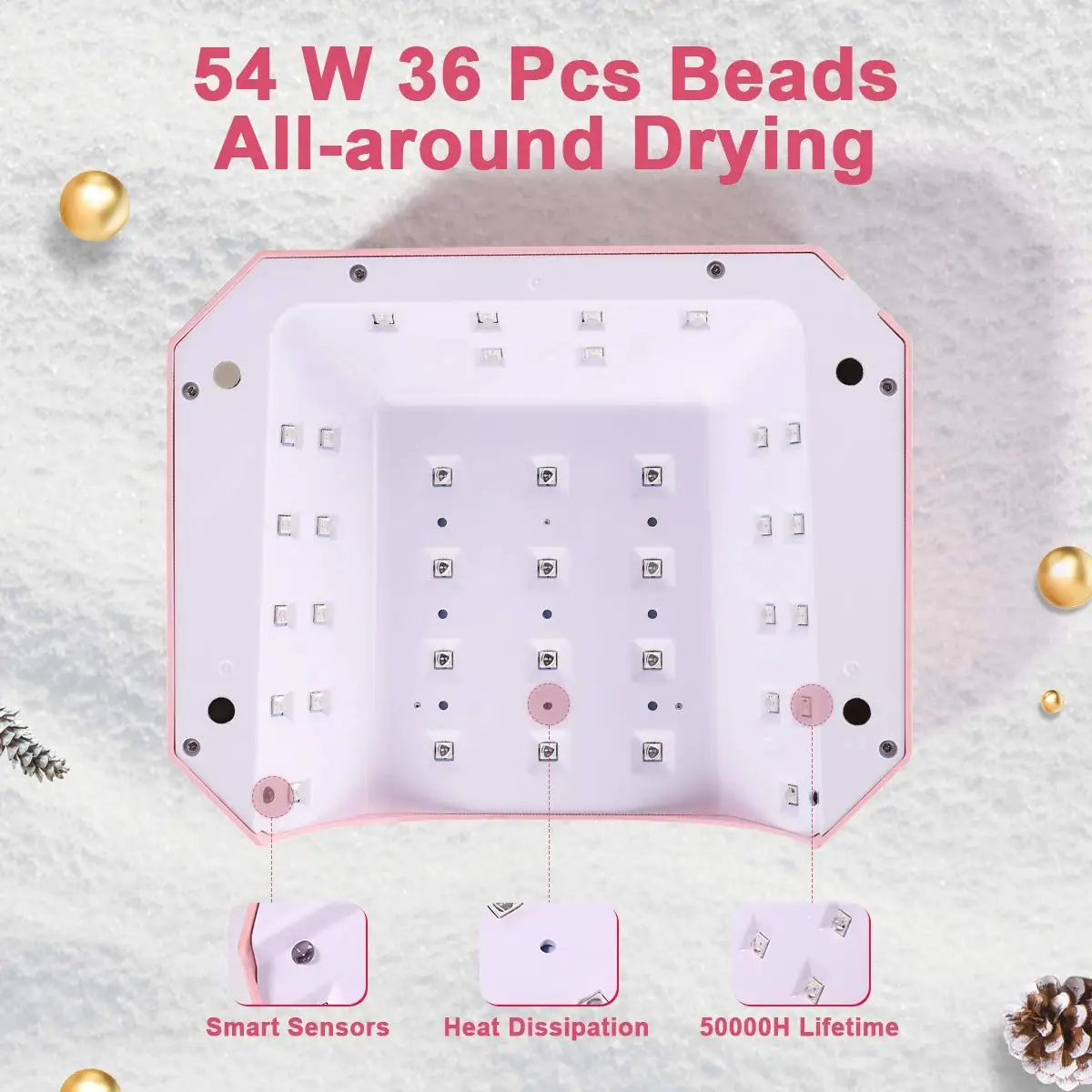 УФ-лампа для сушки гель-лака со встроенным аккумулятором профессиональная Светодиодная лампа маникюра и педикюра 54