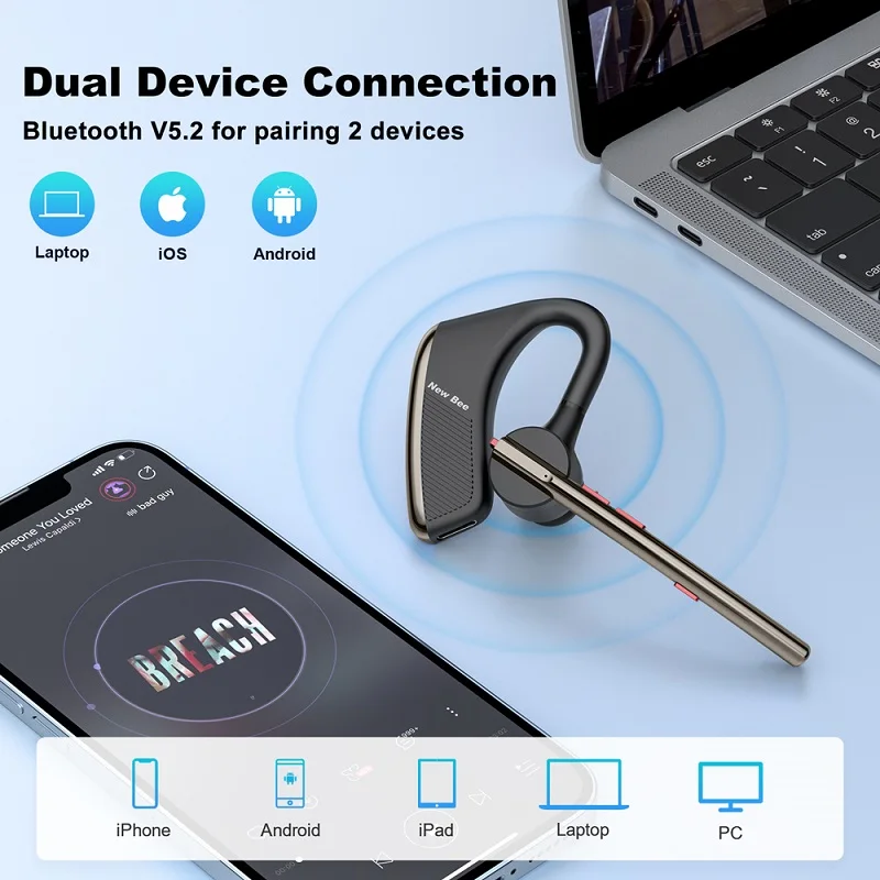 Bluetooth Headset Mobile Phone Earphones With Mic GPEESTRAC