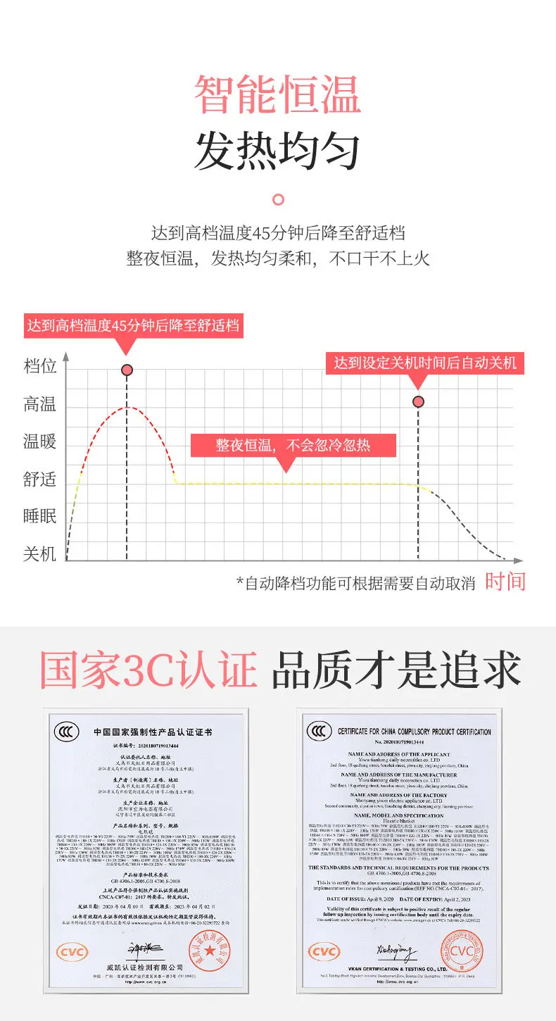 Intelligent Timed Heating Blanket Temperature Regulating Warming