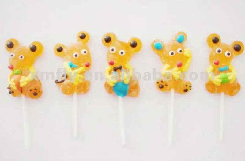Bulk Customized Handicraft Heart Lollipop Sticks Shape Jelly Lollies Popping Candy