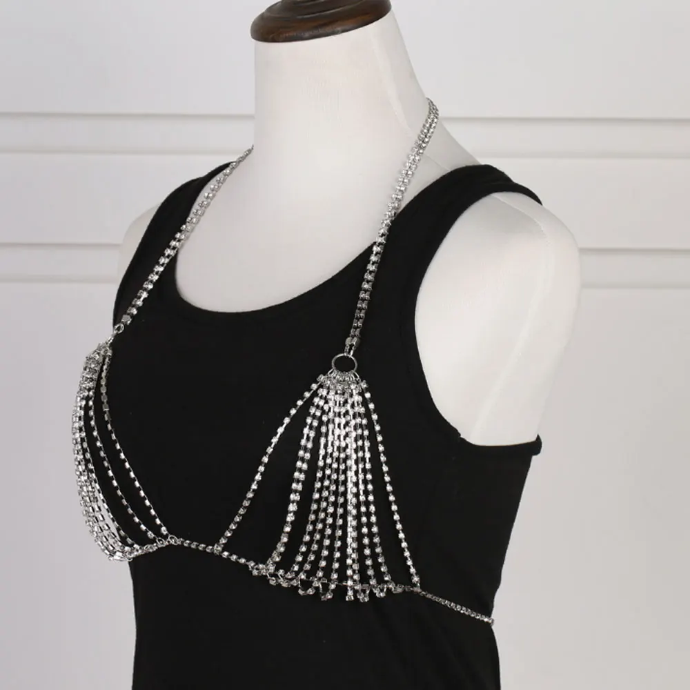 Rhinestone bra,rhinestone body harness, shiny bra, jewelry body hotsell chain