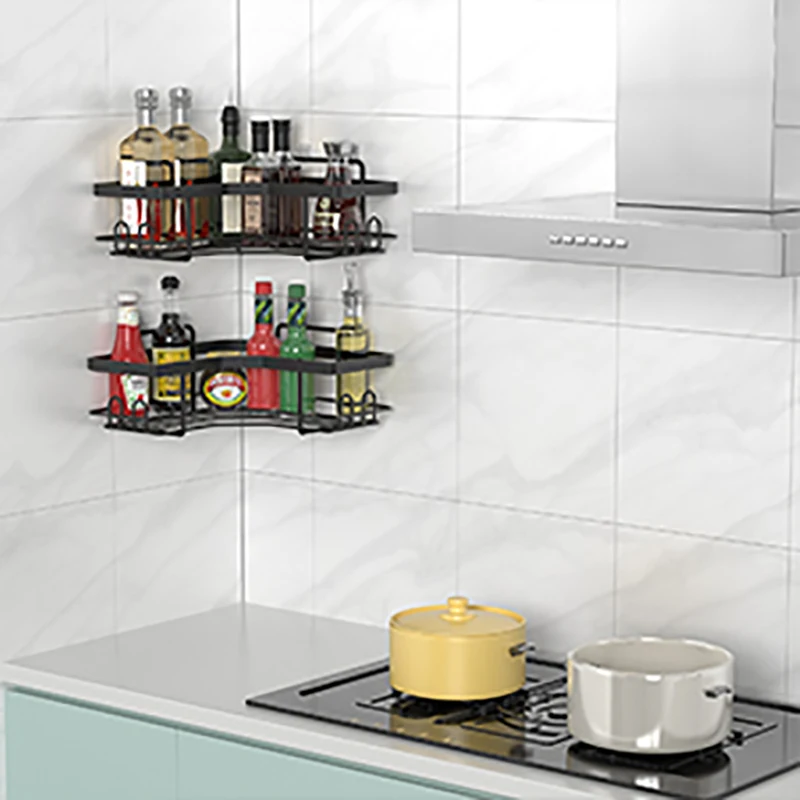 WIREKING No Drilling 2 Pack Adhesive Corner Shower Caddy Bathroom Accessories Shower Caddies With Soap Holder Storage Rack