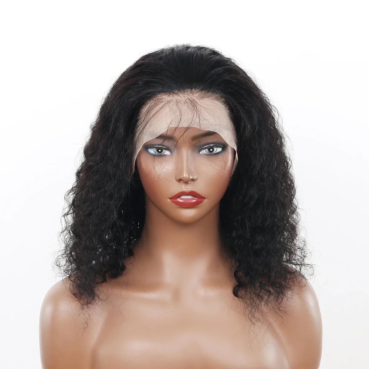 Deep Wave Human Hair Short Bob Wig With Lace Frontal 180 Density_voghion.com