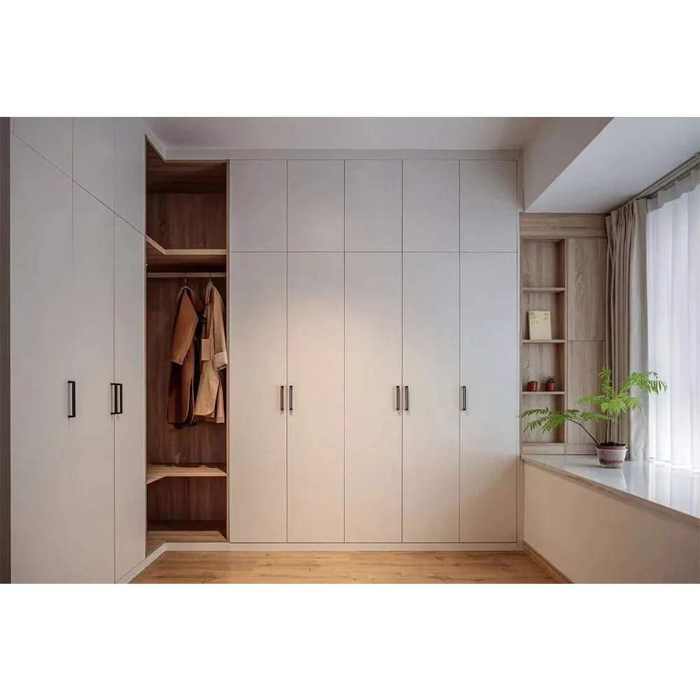 Home Large Storage Cabinet Wardrobe Environmental Friendly Wooden Clothes Wardrobe