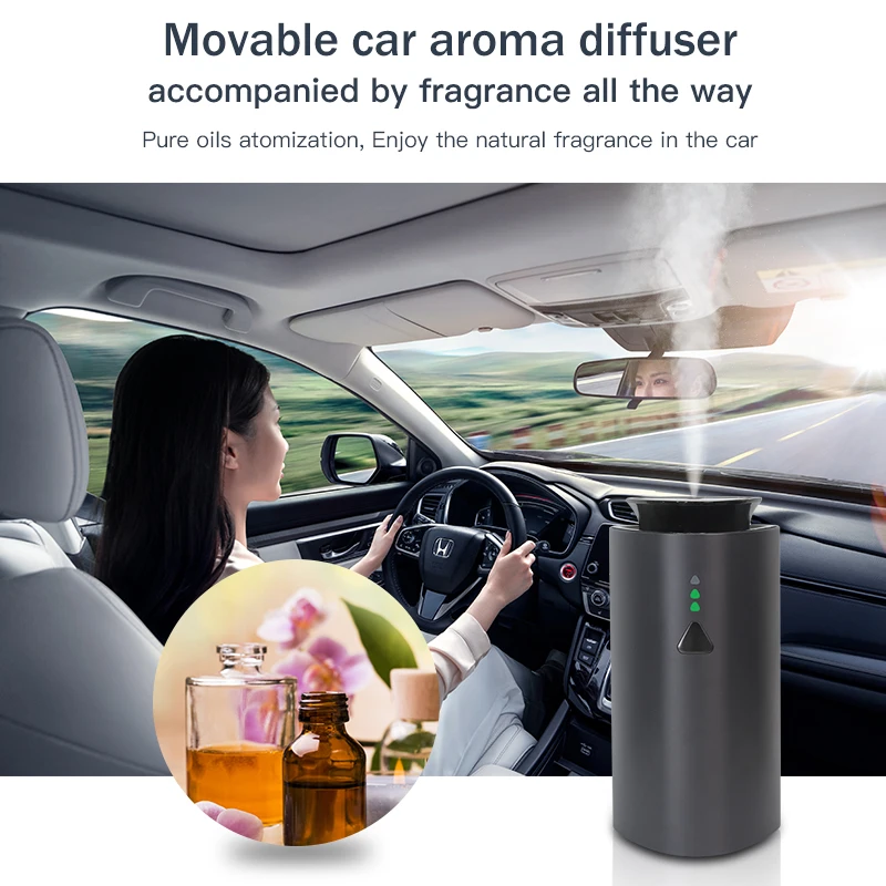 2023 Ouwave Battery Waterless Car Aroma Diffuser New Plastic Car Scent Fragrance Machine