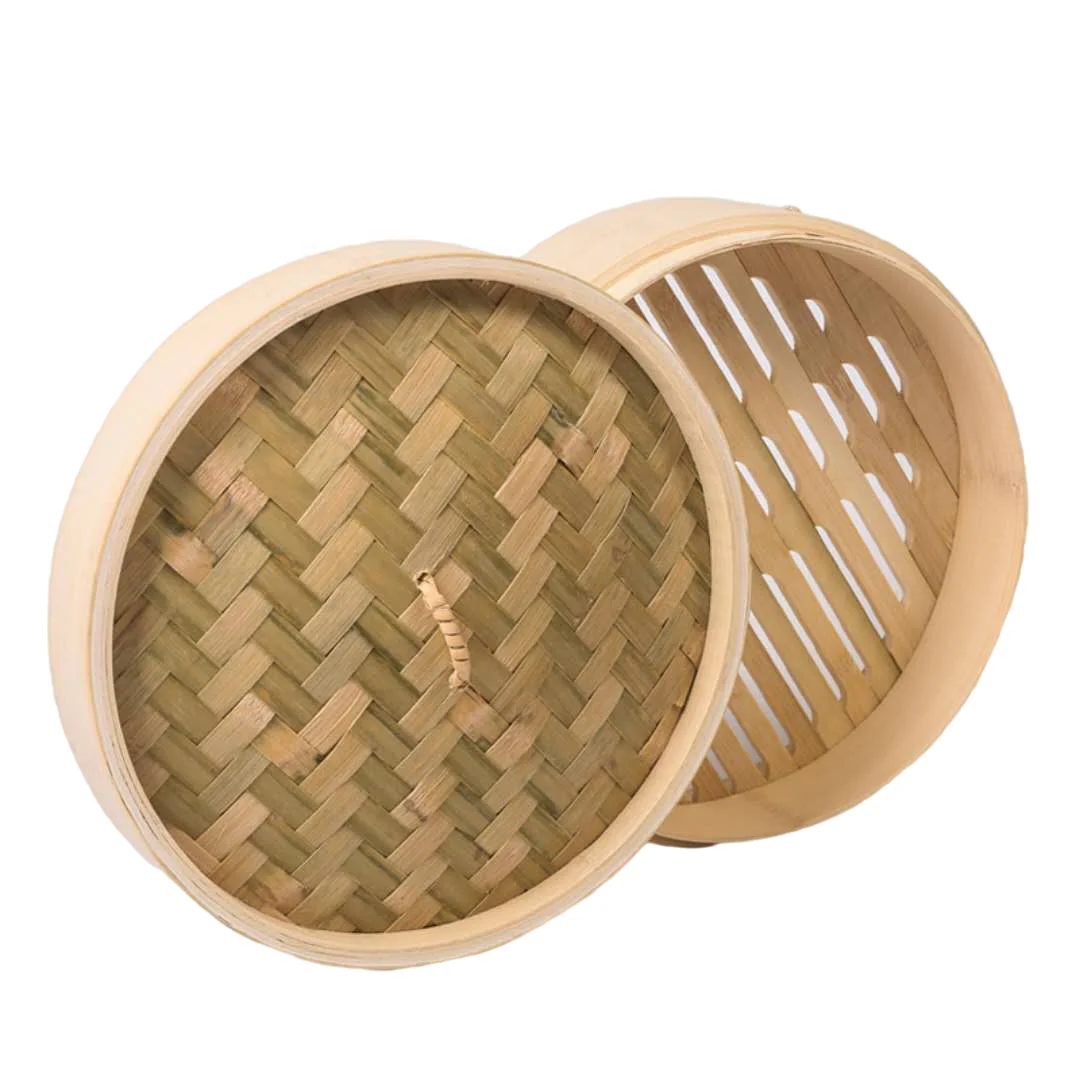 Wholesale Custom logo Different Size Handmade Bamboo Food Steamer Use for Dim Sum Dumpling and Delicious Food