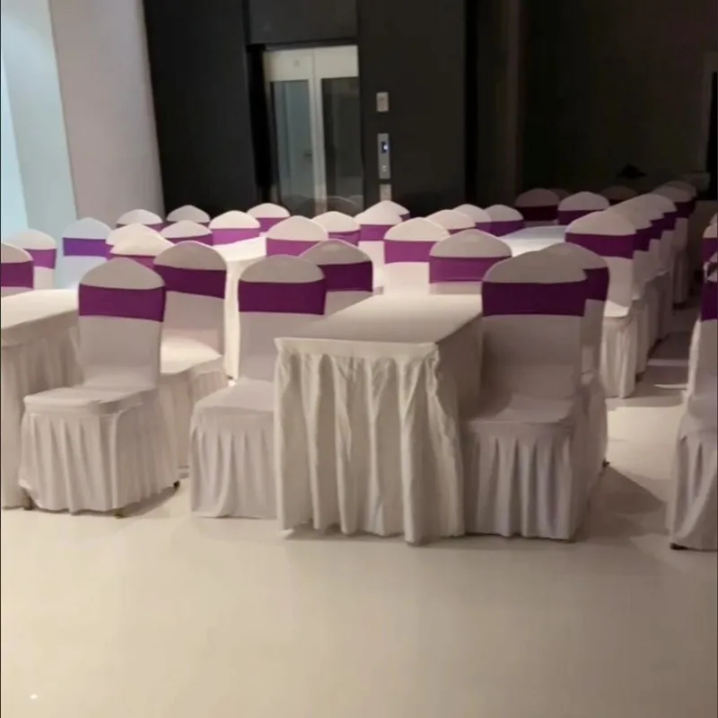 Cheap 100% polyester full pleated colors hotel table skirt with table cloth table cover wedding party banquet decoration