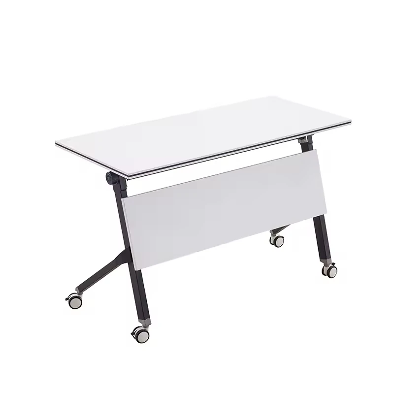 Aluminum Alloy Computer Desk with Wheels Furniture Office Movable Table Rotatable Training Desk Folding Table