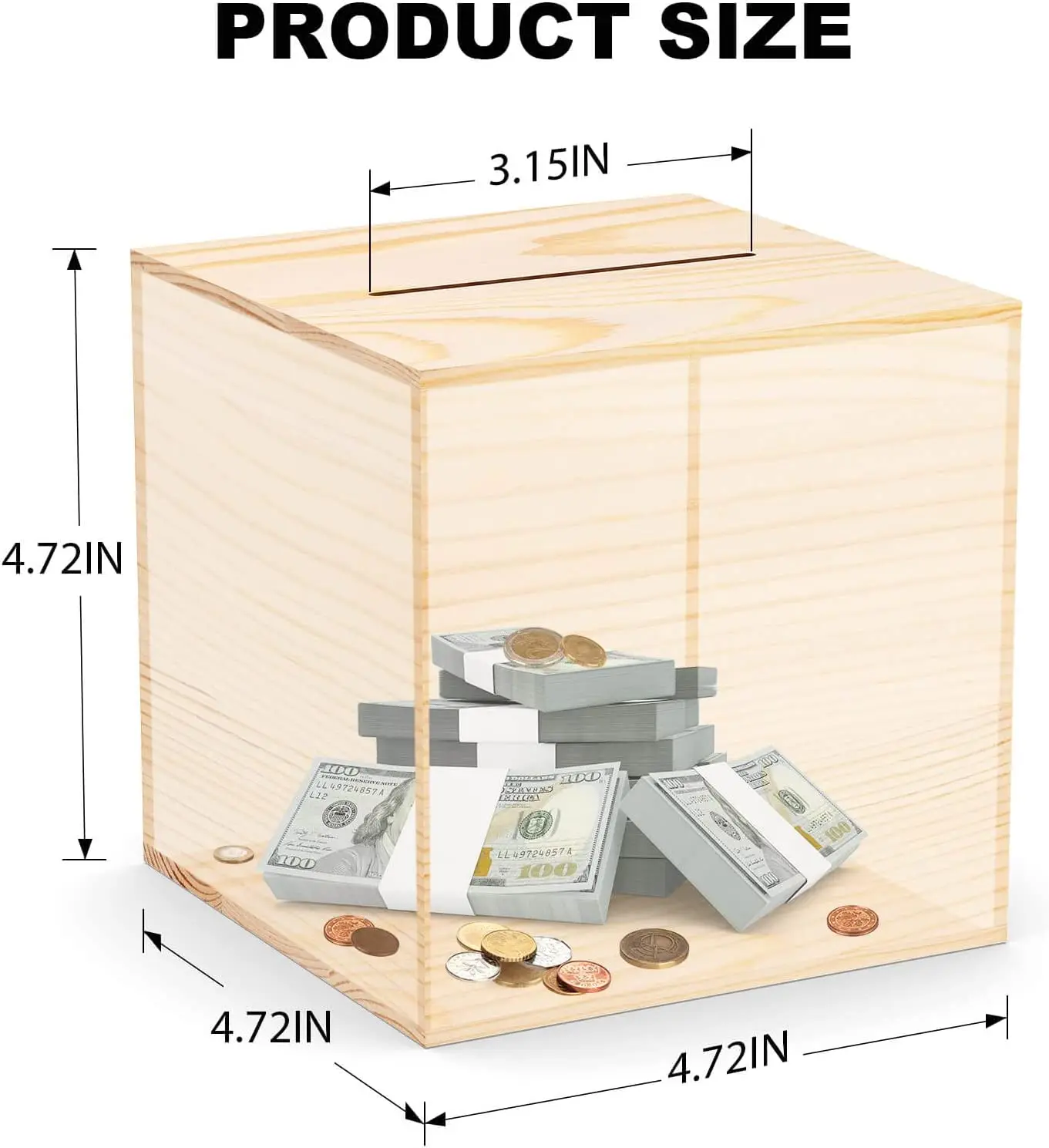 PUSELIFE деревянное ремесло, большая пустая деревянная 365 копилка для денег для взрослых с логотипом