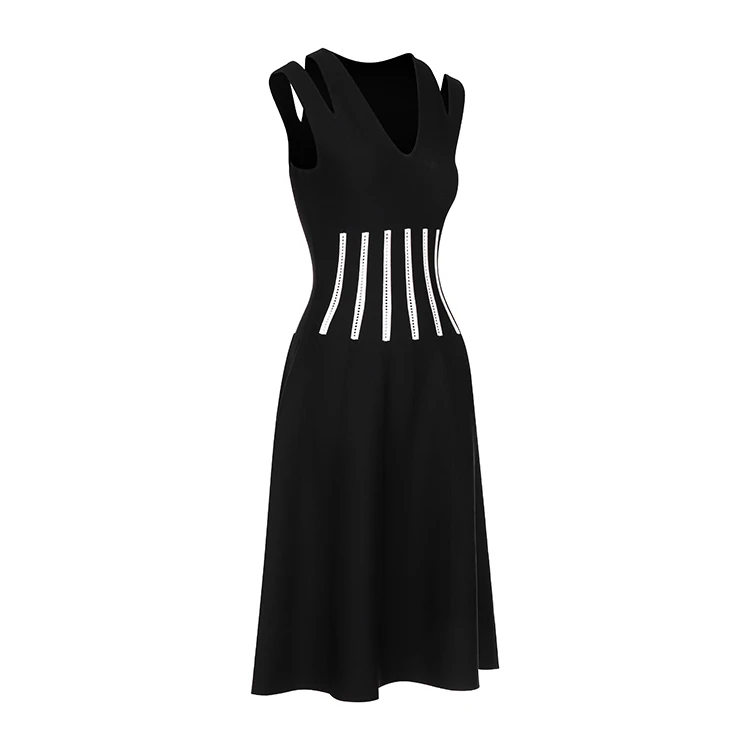 Knitwear Manufacturers Custom Summer Black V Neck Sleeveless Sexy Fashion Casual Plus Size 3621