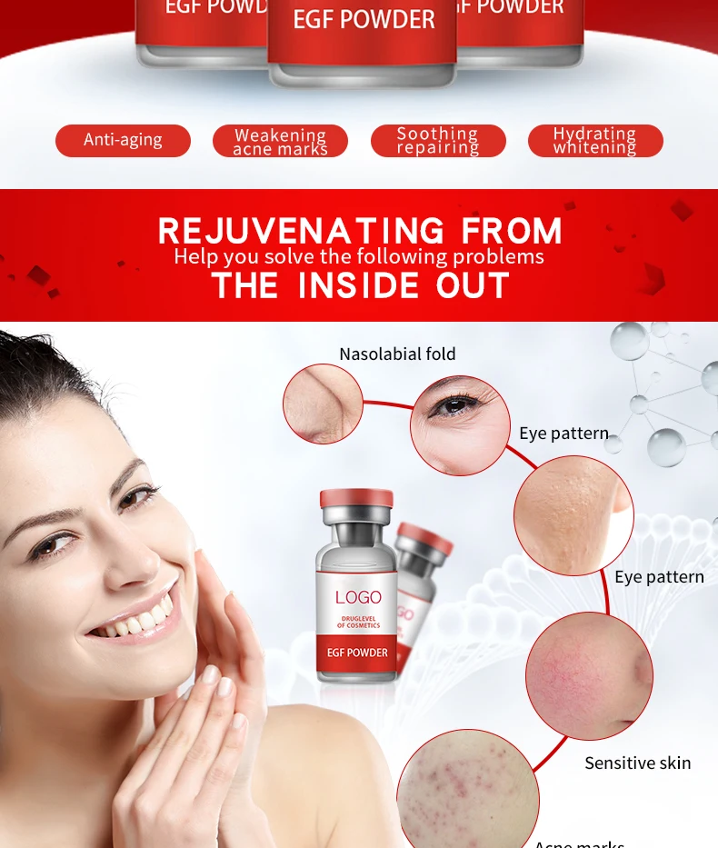 Фармацевтический Эпидермальный фактор роста концентрат сыворотка эффективный против морщин для кожи лиофилизированный