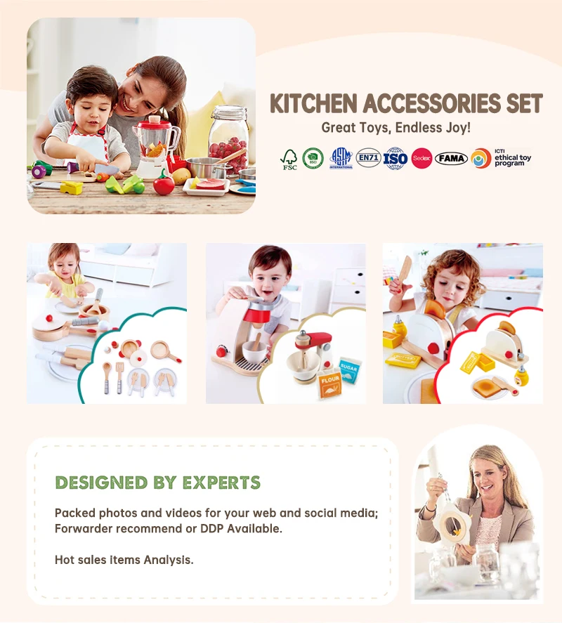 Wholesale Kids Mini Wooden Kitchen Toy Set Children's Simulated Toaster