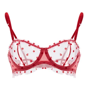 Wholesale Romantic 3/4 Cup Lace Embroidery Spandex/Nylon Breathable Eco-Friendly Comfort Floral Rose Femmes Lingerie Sexy Bra