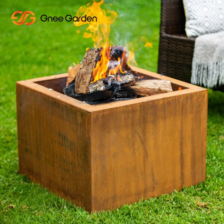Gas Fire Pit Table Outdoor Garden Corten Steel Propane Gas Fire Pit