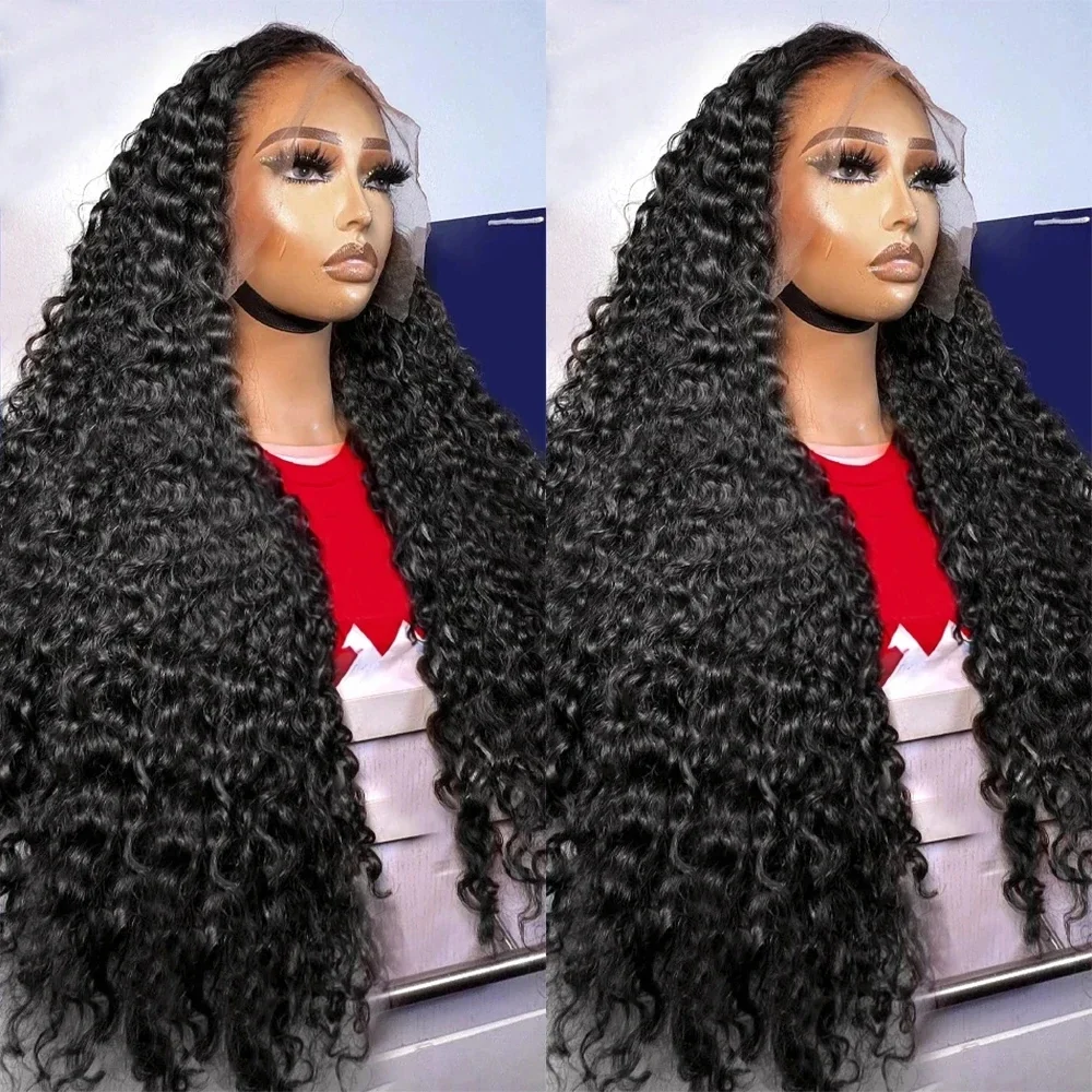 250 Densitet Lockigt HD Transparent Lace Frontal Peruk Brasiliansk Remy Vatten Djupt Vågigt Äkta Hår Peruker För Kvinnor_voghion.com