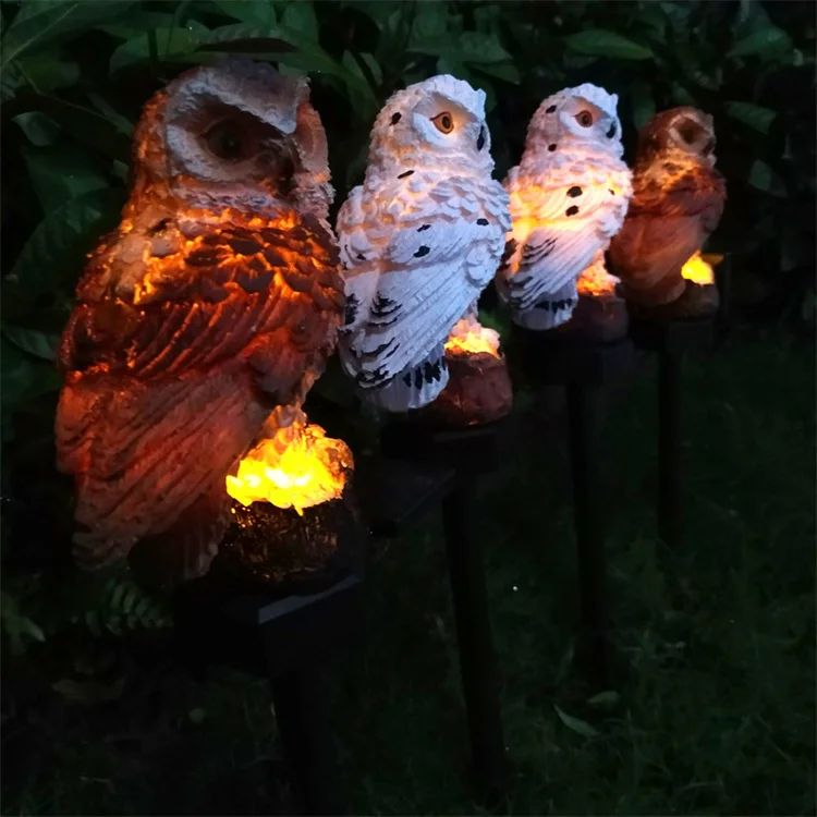 OEM防水樹脂Ledガーデンライトソーラーナイトライトフクロウ型ソーラー