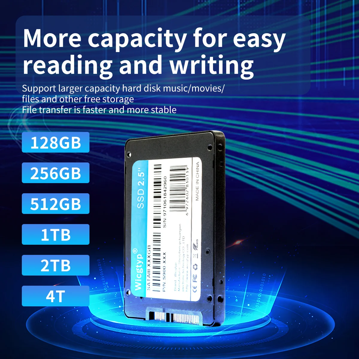 Wicgtyp SSD Drives High Capacity Reliable Performance