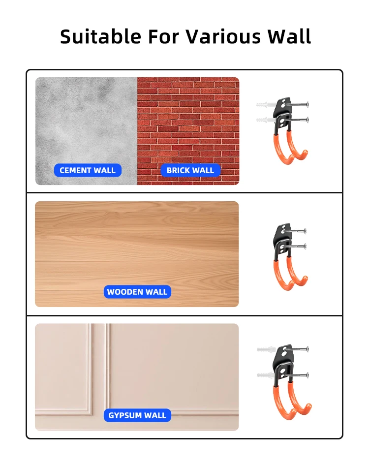 Wall Mounted Garage Hanger&Organizer Metal J Shaped Utility Wall Storage Hooks For Bulk Storage supplier