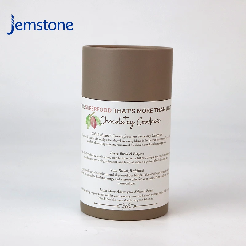 Biodegradable Kraft Ape Paper Tube Round Boxs Chocolate Bar Cylinder Packaging Food Cylind Round Box With Metal Lid