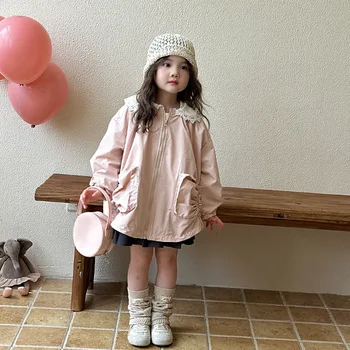 Girls' Windbreaker Spring and Autumn Style 2025 New Children's Autumn Stylish Top Mid-length Baby Autumn Casual Coat