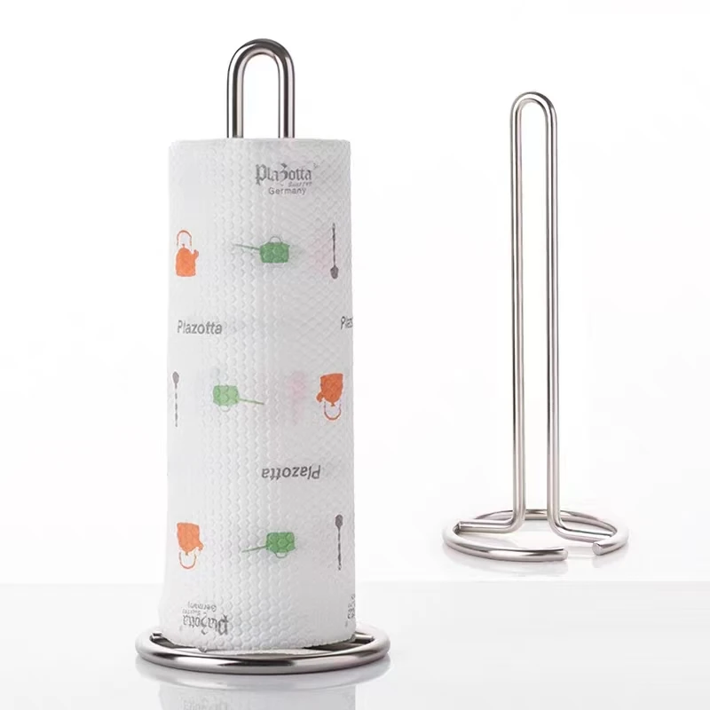 Modern Kitchen Organizer Towel Roll Standing Paper Holder Wire Spiral