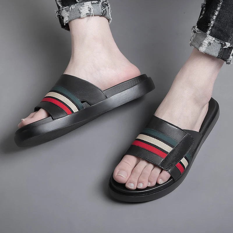 Luxury Casual Slippers for Men Designer Leather Shoes