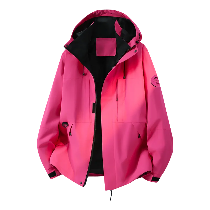 Waterproof and windproof hooded casual zip-up softshell jacket, durable and tear-resistant, unisex, classic and versatile outdoor outerwear