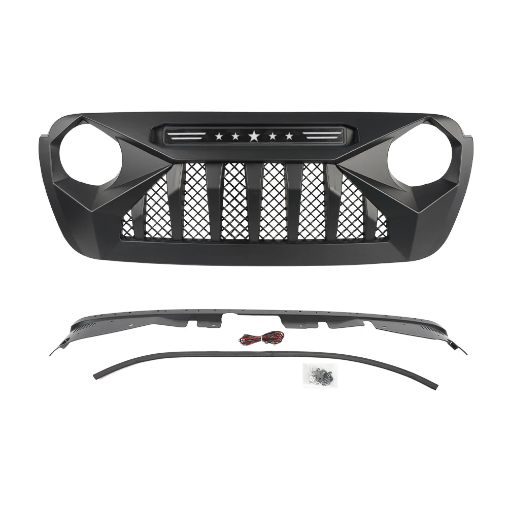 Front Bumper with LED Light Grille for Jeep Wrangler JL/JT 2018-2021