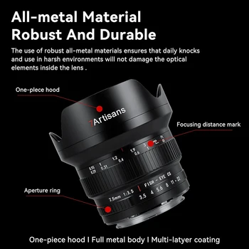 7artisans 7.5mm F3.5 APS-C Ultra Wide Angle Manual Focus Fisheye Lens for Nikon F DSLR Lens detail image