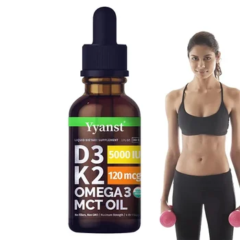 OEM/ODM Natural Immune Support Vitamin D3 K2 Omega 3 MCT oil Drops Calcium absorption Support Vitamin D3 Drops