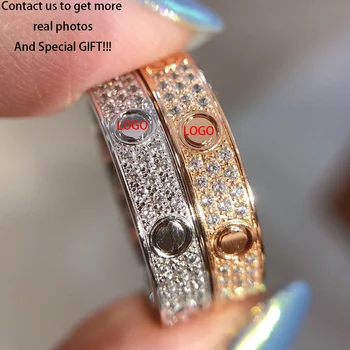 Jessy Jewelry Fashion Jewelry Custom Women Girls Silver Gold Men Ring Finger Diamond Stainless Steel LOVE Full Diamonds Rings