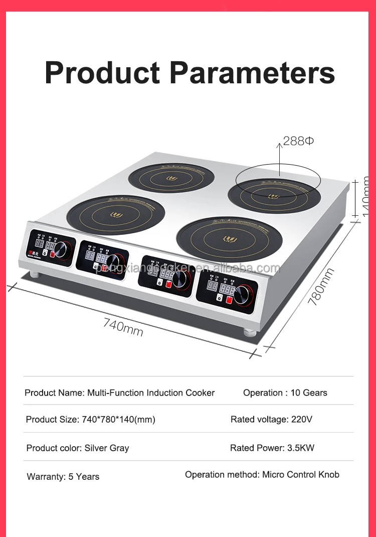 5 Years Warranty Direct Manufacturer Ce 3000w 4 Hob Cooktop 3.0 Kw ...