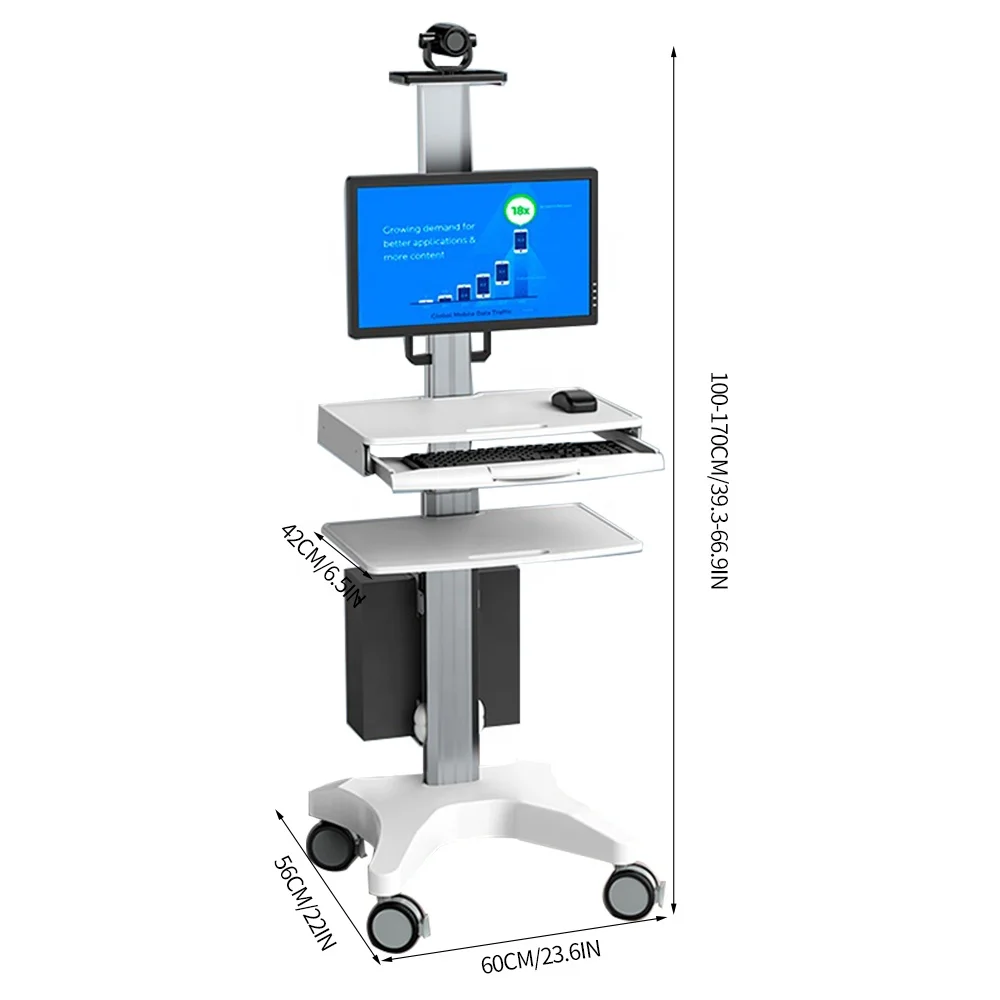 Likaymo Hospital Mobile Workstation with Monitor Mount & Keyboard