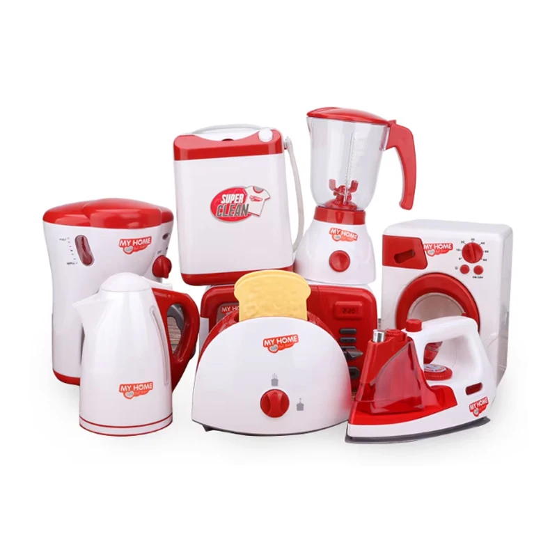 QS Toy New Releases Simulation Red Home Appliances Play House Whisk,Baender,Coffee Maker Pretend Mini Kitchen Toy for Sale