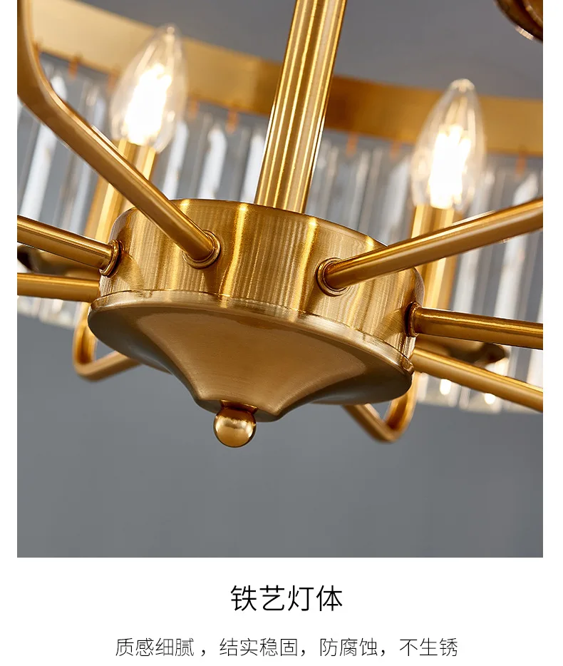 MEEROSEE Golden Chandelier Italian Crystal Hanging Light Round Pendant Light Fixture MD87125/MD92351