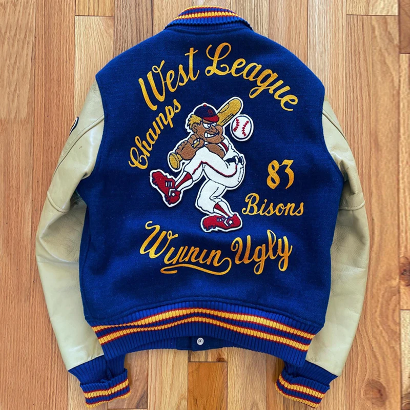 Mens Chenille Embroidery Patch Vintage Letterman Varsity Jackets_voghion.com