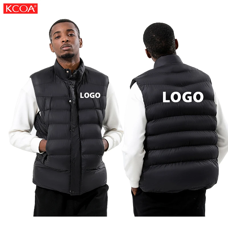 Men Ultra-Light Weight Black Puffer Vest Outdoor Thicken Padded Vest Stand Collar Zipper Pocket Winter Jacket Men'S Vests