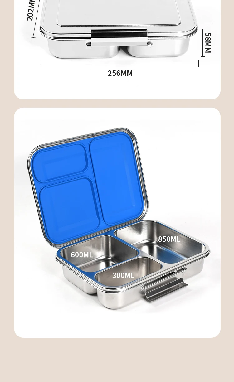 Custom Leak-proof Stainless Steel 304 Bento Lunch Box Portable Food Snack container With Lid Snack Box supplier