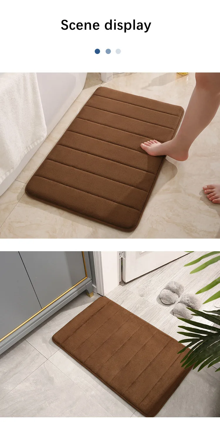 40*60cm Coral Velvet Environmental Protection Non Slip PVC Bottom Bathroom Mat Luxury Memory Foam Shower Anti Fatigue Bath Mat factory