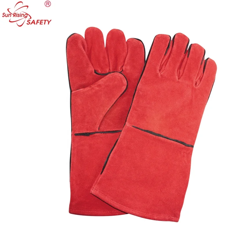 Welding Gauntlets Welder Gloves Leather Red Safety Size 10 Large PPE 