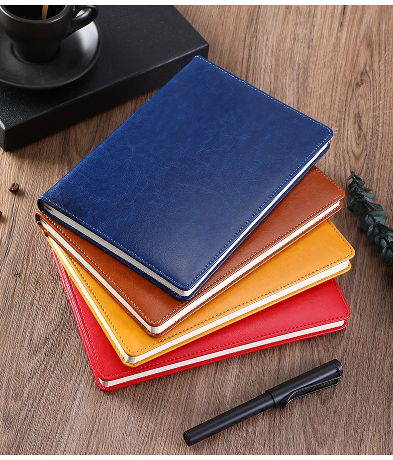 Hot Sales A5 Pu Leather Business Diary Hardcover Note Book for Students 200 inner Pages Hardback Paper Journal Notebook manufacture