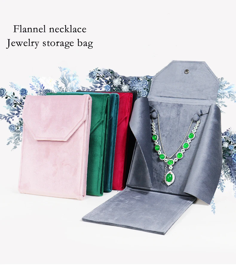 product foldable necklace travel bag velvet pendant bead chain jewelry storage box pearl necklace gift pouch-3