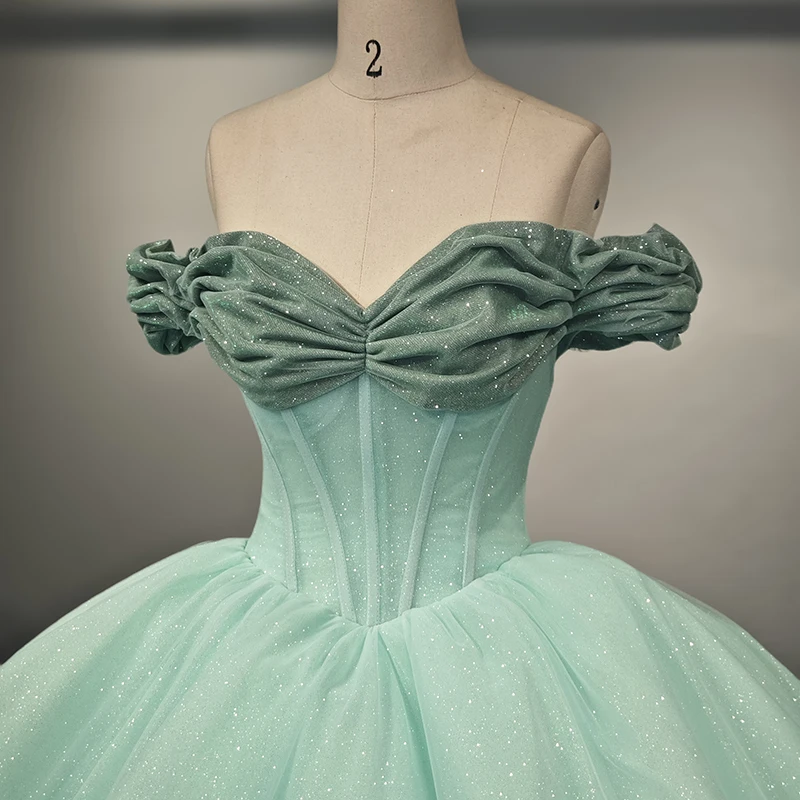 Bling Fairy Tulle Evening Dress Ethereal Dress Mint Green Bridal Dress Off  the Shoulders Quinceanera Gown 1161| Alibaba.com