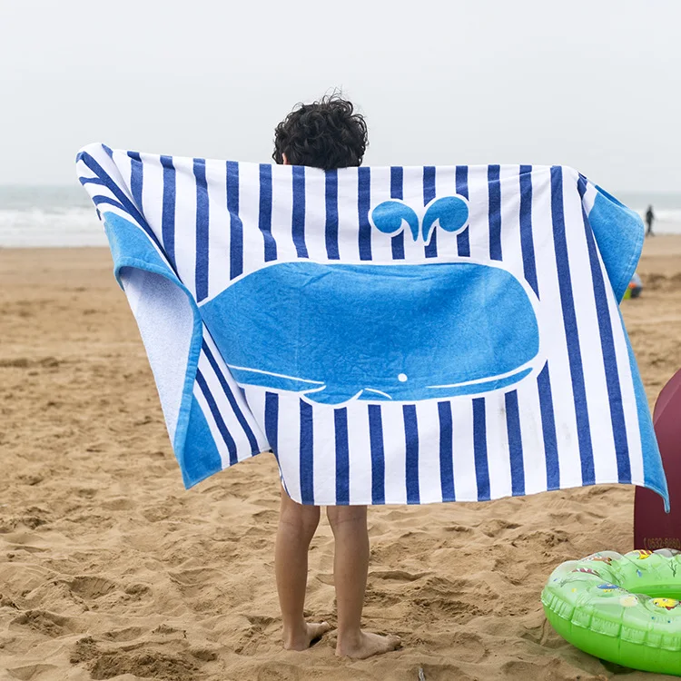 towel beach bath robe kids 100% cotton printed children custom