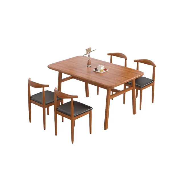 Dining table and chair combination small household dining table milk tea shop minimalist modern coffee shop rectangular shape