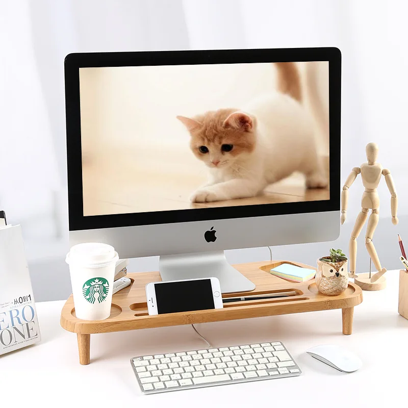 Экологически чистые прочные бамбуковые прямоугольные стойкие деревянные подставки для монитора